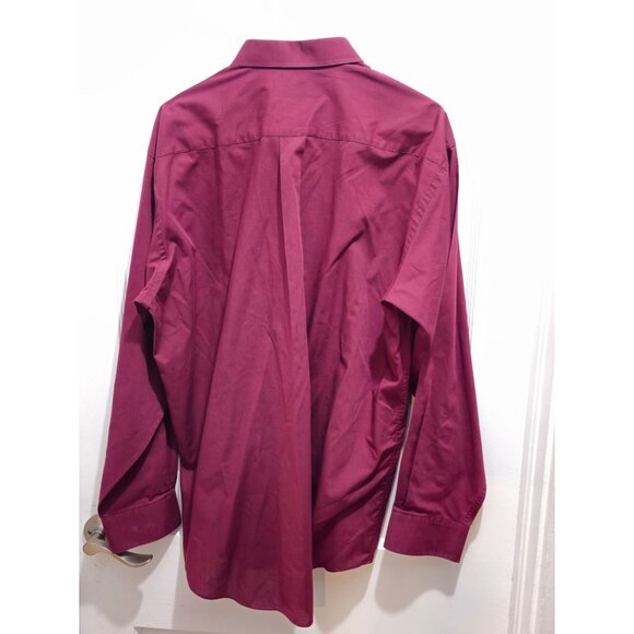 Kilburne & Finch Men’s Dress Shirt 17 34/35 Burgundy – Classic Fit Long Sleeve - Picture 8 of 13